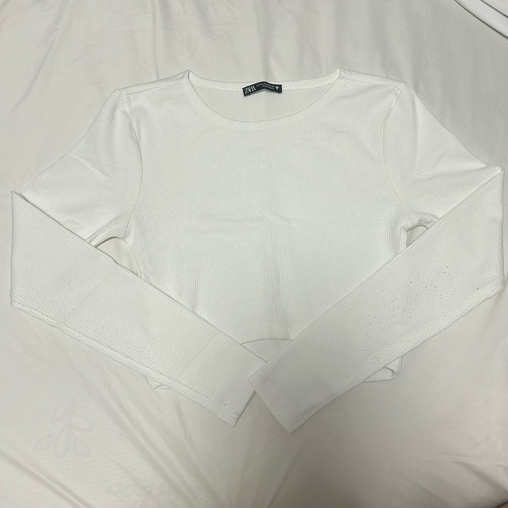 Zara Basic White Cropped Longsleeve